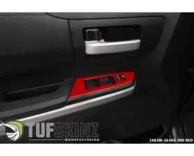 Tufskinz Front Door Switch Panel Accent Trim Fits 2014-2020 Toyota Tundra 2 Piece Kit In Gloss Trd Red