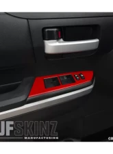 Tufskinz Front Door Switch Panel Accent Trim Fits 2014-2020 Toyota Tundra 2 Piece Kit In Gloss Trd Red                                     - TUN027-RED-G - Image 2
