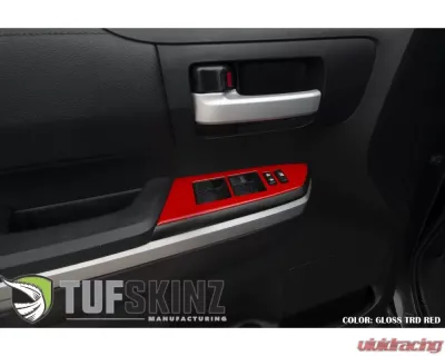 Tufskinz Front Door Switch Panel Accent Trim Fits 2014-2020 Toyota Tundra 2 Piece Kit In Gloss Trd Red - TUN027-RED-G