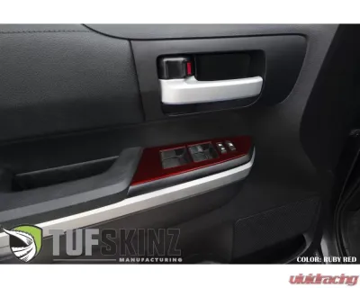 Tufskinz Front Door Switch Panel Accent Trim Fits 2014-2020 Toyota Tundra 2 Piece Kit In Ruby Red (Similar To Barcelona Red) - TUN027-SNR-G
