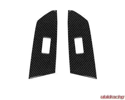 Tufskinz Crewmax Rear Door Switch Panel Accent Trim Fits 2014-2020 Toyota Tundra 2 Piece Kit In Domed Real Carbon Fiber - TUN029-DCF-G