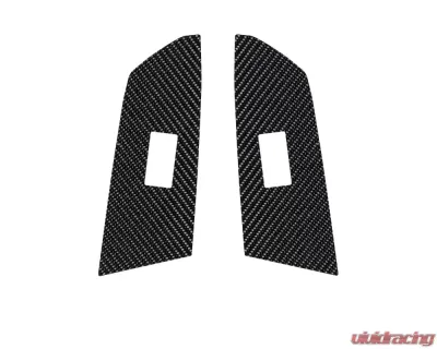 Tufskinz Crewmax Rear Door Switch Panel Accent Trim Fits 2014-2020 Toyota Tundra 2 Piece Kit In Raw Real Carbon Fiber - TUN029-RCF-X