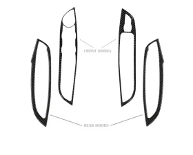 Tufskinz Interior Door Switch Panel(Front & Rear Doors) Accent Trim Fits 2015-2018 Ford Focus RS St 4 Piece Kit In Domed Real Carbon Fiber