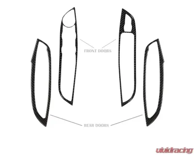 Tufskinz Interior Door Switch Panel(Front & Rear Doors) Accent Trim Fits 2015-2018 Ford Focus RS St 4 Piece Kit In Domed Real Carbon Fiber - FOC029-DCF-G