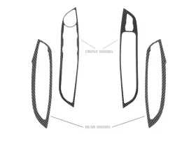 Tufskinz Interior Door Switch Panel(Front & Rear Doors) Accent Trim Fits 2015-2018 Ford Focus RS St 4 Piece Kit In Raw Real Carbon Fiber