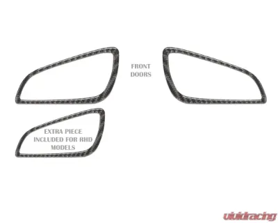 Tufskinz (RHD) Interior Door Handle Suround(Front Doors) Accent Trim Fits 2015-2018 Ford Focus RS St 2 Piece Kit In Domed Real Carbon Fiber - FOC032-DCF-G