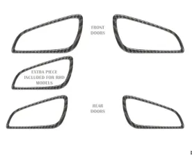 Tufskinz (RHD) Interior Door Handle Suround(4 Doors) Accent Trim Fits 2015-2018 Ford Focus RS St 5 Piece Kit In Domed Real Carbon Fiber