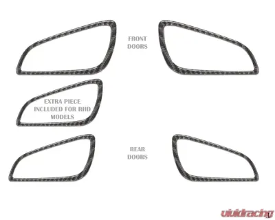 Tufskinz (RHD) Interior Door Handle Suround(4 Doors) Accent Trim Fits 2015-2018 Ford Focus RS St 5 Piece Kit In Domed Real Carbon Fiber - FOC034-DCF-G