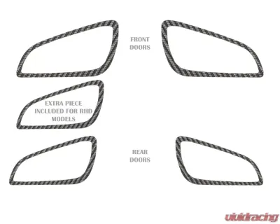Tufskinz (RHD) Interior Door Handle Suround(4 Doors) Accent Trim Fits 2015-2018 Ford Focus RS St 5 Piece Kit In Raw Real Carbon Fiber - FOC034-RCF-X