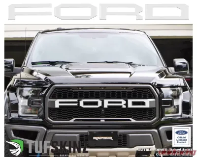 Tufskinz "Ford" Front Grill Letter Overlays Fits 2015-2020 Ford F-150 Raptor 4 Piece Kit In Matte White - FRD007-WHT-M