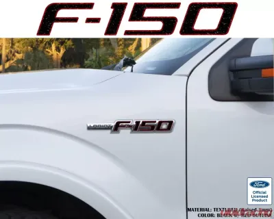Tufskinz F-150' Side Emblem Letter Inserts Fits 2009-2014 Ford F-150 OEM Emblem 10 Piece Kit In Textured Black W/Red Outline - FRD023-TFL-025-X