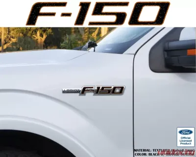 Tufskinz F-150' Side Emblem Letter Inserts Fits 2009-2014 Ford F-150 OEM Emblem 10 Piece Kit In Textured Black W/Orange Outline - FRD023-TFL-033-X