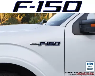 Tufskinz F-150' Side Emblem Letter Inserts Fits 2009-2014 Ford F-150 OEM Emblem 10 Piece Kit In Textured Black W/Blue Outline - FRD023-TFL-035-X