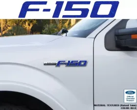 Tufskinz F-150' Side Emblem Letter Inserts Fits 2009-2014 Ford F-150 OEM Emblem 10 Piece Kit In Textured Blue