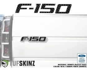 Tufskinz F-150' Tailgate Emblem Letter Inserts Fits 2009-2014 Ford F-150 OEM Emblem 5 Piece Kit In Real Carbon Fiber(Domed)