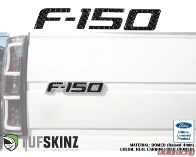 Tufskinz F-150' Tailgate Emblem Letter Inserts Fits 2009-2014 Ford F-150 OEM Emblem 5 Piece Kit In Real Carbon Fiber(Domed) - FRD024-DCF-G