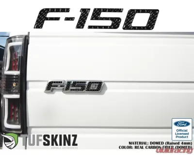 Tufskinz F-150' Tailgate Emblem Letter Inserts Fits 2009-2014 Ford F-150 OEM Emblem 5 Piece Kit In Real Carbon Fiber(Domed) - FRD024-DCF-G