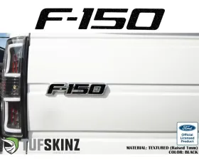 Tufskinz F-150' Tailgate Emblem Letter Inserts Fits 2009-2014 Ford F-150 OEM Emblem 5 Piece Kit In Textured Black