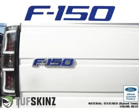 Tufskinz F-150' Tailgate Emblem Letter Inserts Fits 2009-2014 Ford F-150 OEM Emblem 5 Piece Kit In Textured Blue