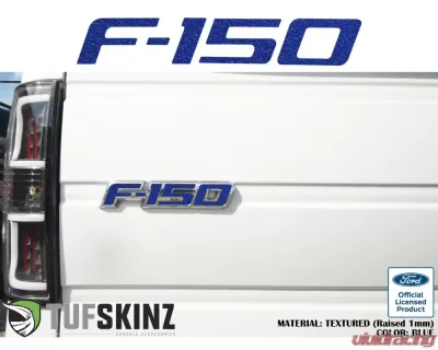 Tufskinz F-150' Tailgate Emblem Letter Inserts Fits 2009-2014 Ford F-150 OEM Emblem 5 Piece Kit In Textured Blue - FRD024-TLBL-X