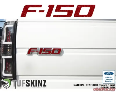 Tufskinz F-150' Tailgate Emblem Letter Inserts Fits 2009-2014 Ford F-150 OEM Emblem 5 Piece Kit In Textured Red - FRD024-TLRD-X