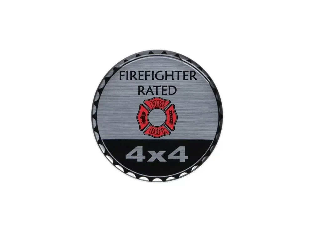 Tufskinz Rated Badge Fits Jeep 1 Piece Kit In Brushed Silver (Firefighter Rated) - JEX059-DUM-297-G