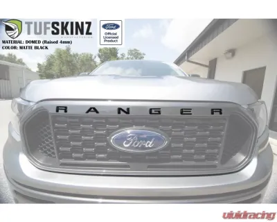Tufskinz "Ranger" Front Grill Letter Inserts Fits 2019-2020 Ford Ranger 6 Piece Kit In Matte Black - RAG002-BLK-M
