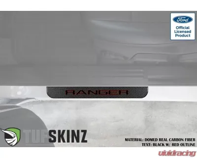 Tufskinz Door Sill Protection Fits 2019-2020 Ford Ranger Real Carbon Fiber(Domed) Front Doors Logo Black W/Red Outline - RAG004-DCF-050-G