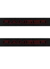 Tufskinz Door Sill Protection Fits 2019-2020 Ford Ranger Real Carbon Fiber(Domed) Front Doors Logo Black W/Red Outline                                     - RAG004-DCF-050-G - Image 2