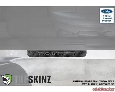 Tufskinz Door Sill Protection Fits 2019-2020 Ford Ranger Real Carbon Fiber(Domed) Front Doors Logo Black W/Gray Outline - RAG004-DCF-067-G