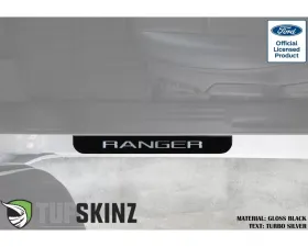 Tufskinz Door Sill Protection Fits 2019-2020 Ford Ranger Black Platinum(Domed) Front Doors Silver Logo
