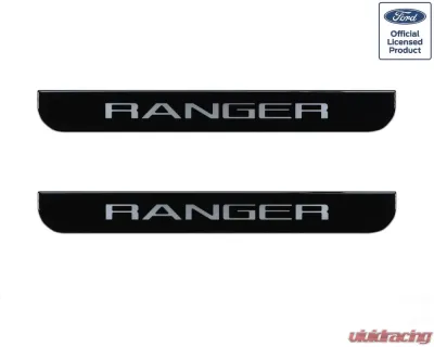 Tufskinz Door Sill Protection Fits 2019-2020 Ford Ranger Black Platinum(Domed) Front Doors Silver Logo - RAG004-GTO-051-G
