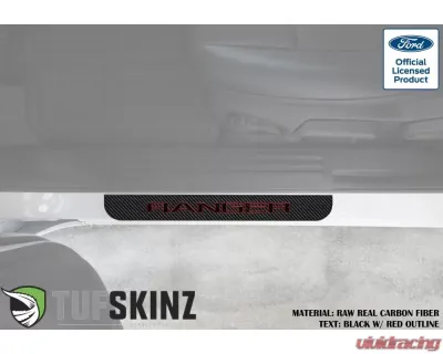 Tufskinz Door Sill Protection Fits 2019-2020 Ford Ranger Raw Carbon Fiber Logo Black W/Red Outline - RAG004-RCFPT-071-X