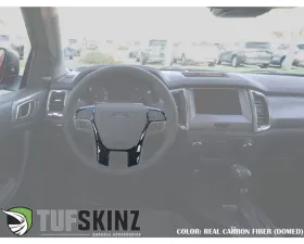 Tufskinz Steering Wheel Accent Fits 2019-2020 Ford Ranger 1 Piece Kit In Real Carbon Fiber(Domed)