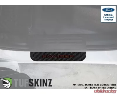 Tufskinz Door Sill Protection Fits 2019-2020 Ford Ranger Real Carbon Fiber(Domed) Rear Doors Logo Black W/Red Outline - RAG016-DCF-065-G