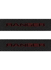 Tufskinz Door Sill Protection Fits 2019-2020 Ford Ranger Real Carbon Fiber(Domed) Rear Doors Logo Black W/Red Outline                                     - RAG016-DCF-065-G - Image 2