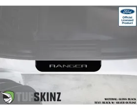 Tufskinz Door Sill Protection Fits 2019-2020 Ford Ranger Black Platinum(Domed) Rear Doors Silver Logo