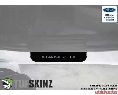 Tufskinz Door Sill Protection Fits 2019-2020 Ford Ranger Black Platinum(Domed) Rear Doors Silver Logo - RAG016-GTO-066-G
