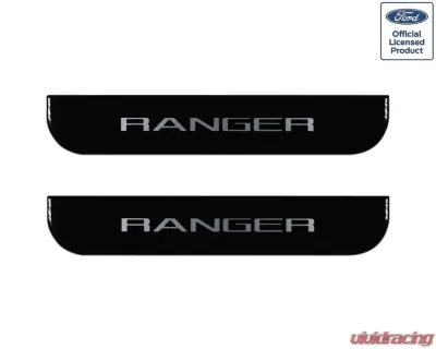 Tufskinz Door Sill Protection Fits 2019-2020 Ford Ranger Black Platinum(Domed) Rear Doors Silver Logo - RAG016-GTO-066-G