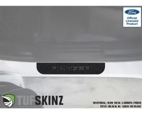 Tufskinz Door Sill Protection Fits 2019-2020 Ford Ranger Real Carbon Fiber(Raw) Rear Doors Logo Black W/Gray Outline