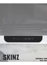 Tufskinz Door Sill Protection Fits 2019-2020 Ford Ranger Real Carbon Fiber(Raw) Rear Doors Logo Black W/Gray Outline                                     - RAG016-RCFPT-070-X - Image 2