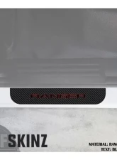 Tufskinz Door Sill Protection Fits 2019-2020 Ford Ranger Real Carbon Fiber(Raw) Rear Doors Logo Black W/Red Outline                                     - RAG016-RCFPT-072-X - Image 2