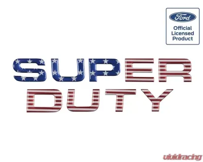 Tufskinz "Super Duty" Hood Letter Inserts Fits 2008-2016 Ford Super Duty 9 Piece Kit In American Flag Edition - SUP002-GTO-RWB-G