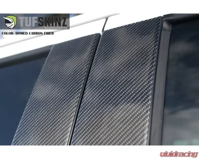 Tufskinz Door Pillar Overlays Fits 2015-2020 Ford F-150 (Super Cab / Super Crew) Without Key Pad 4 Piece Kit In Domed Carbon Fiber - SUP043-FRD-DCF-G