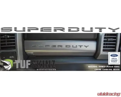 Tufskinz "Super Duty" Glove Box Letter Inserts Fits 2017-2020 Ford Super Duty 10 Piece Kit In Charcoal Silver - SUP052-CLG-G