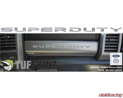 Tufskinz "Super Duty" Glove Box Letter Inserts Fits 2017-2020 Ford Super Duty 10 Piece Kit In Brushed Silver - SUP052-DUM-G