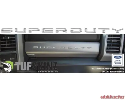 Tufskinz "Super Duty" Glove Box Letter Inserts Fits 2017-2020 Ford Super Duty 10 Piece Kit In Turbo Silver - SUP052-GTO-G