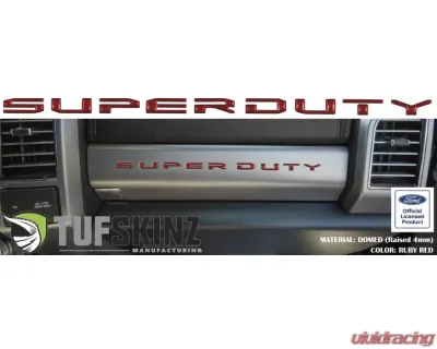 Tufskinz "Super Duty" Glove Box Letter Inserts Fits 2017-2020 Ford Super Duty 10 Piece Kit In Ruby Red - SUP052-SNR-G