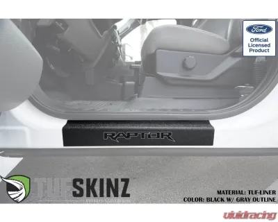 Tufskinz Door Sill Protection Tuf-Liner Series Raptor Logo Front Doors(Black/Gray) 2 Piece Kit - SUP057-FRD-TFLMP-153-X