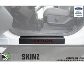 Tufskinz Door Sill Protection Tuf-Liner Series Raptor Logo(Black/Red) Front Doors 2 Piece Kit